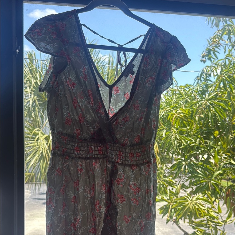 Floral Sheer Dress with Ruffle Sleeves